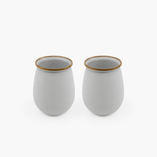 [CKW-387] Tumbler enamel set of 2, eggshell, Barebones